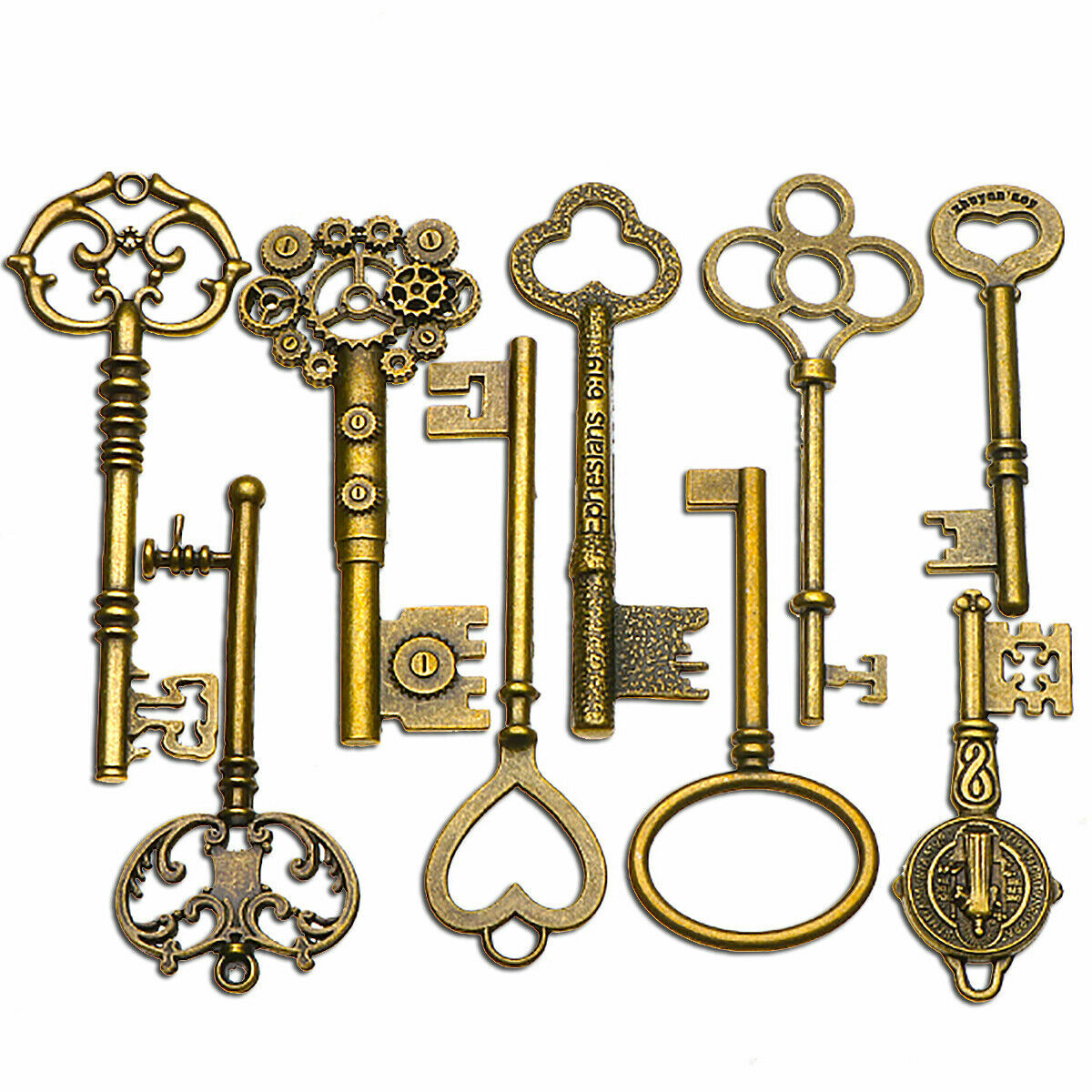 9pcs old Brass Skeleton Lot Keys BIG Large Antique Vintage for DIY Making Lock 9pcs old Brass Skeleton Lot Keys BIG Large Antique Vintage for DIY Making Lock
