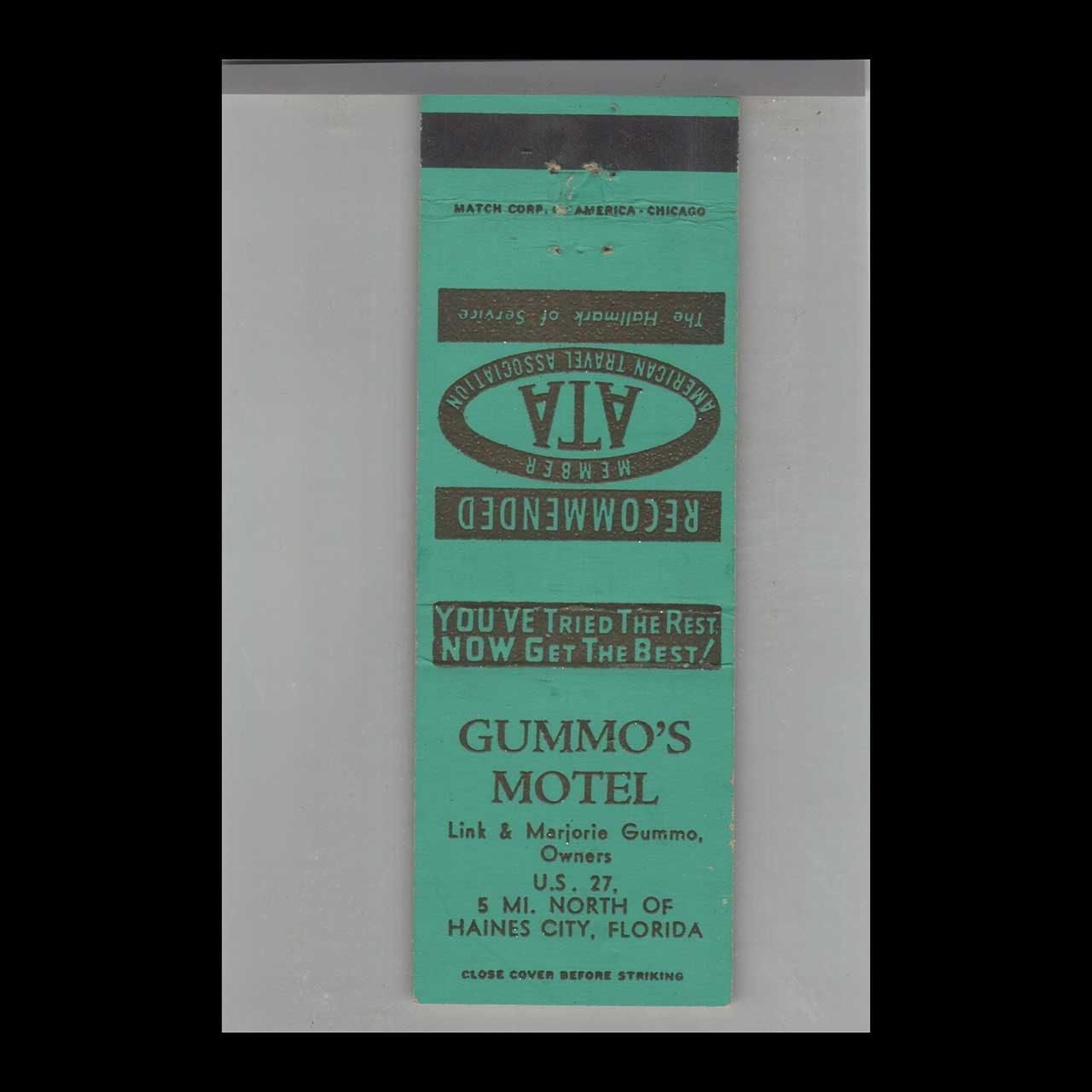 Matchbook Cover Gummo\'s Motel Haines City, FL