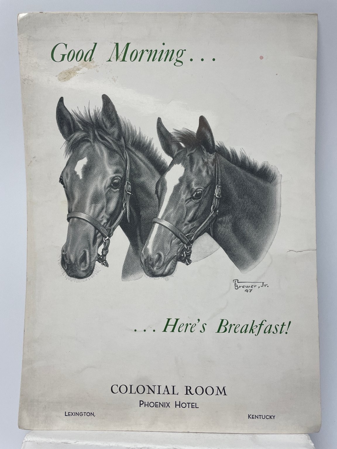 Phoenix Hotel Colonial Room Breakfast Menu 1947 Lexington Kentucky