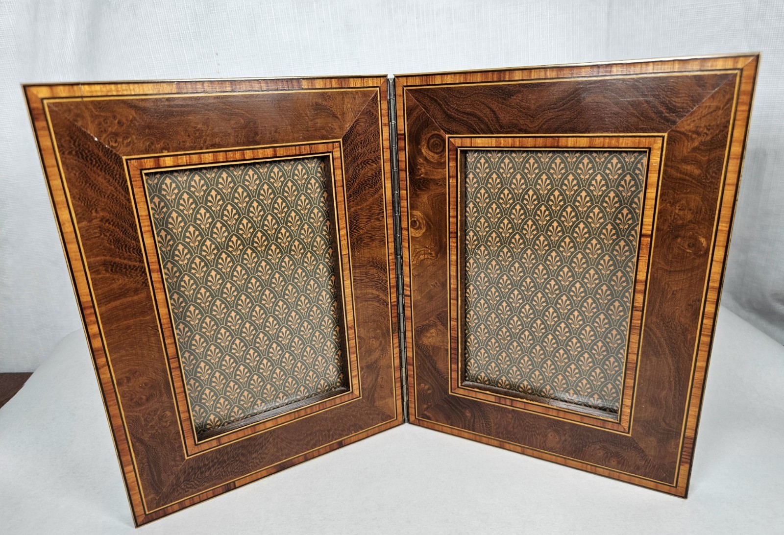 DORVILLIERS ~ PARIS ~ VINTAGE BURL WOOD DOUBLE PHOTO FRAME INLAY 