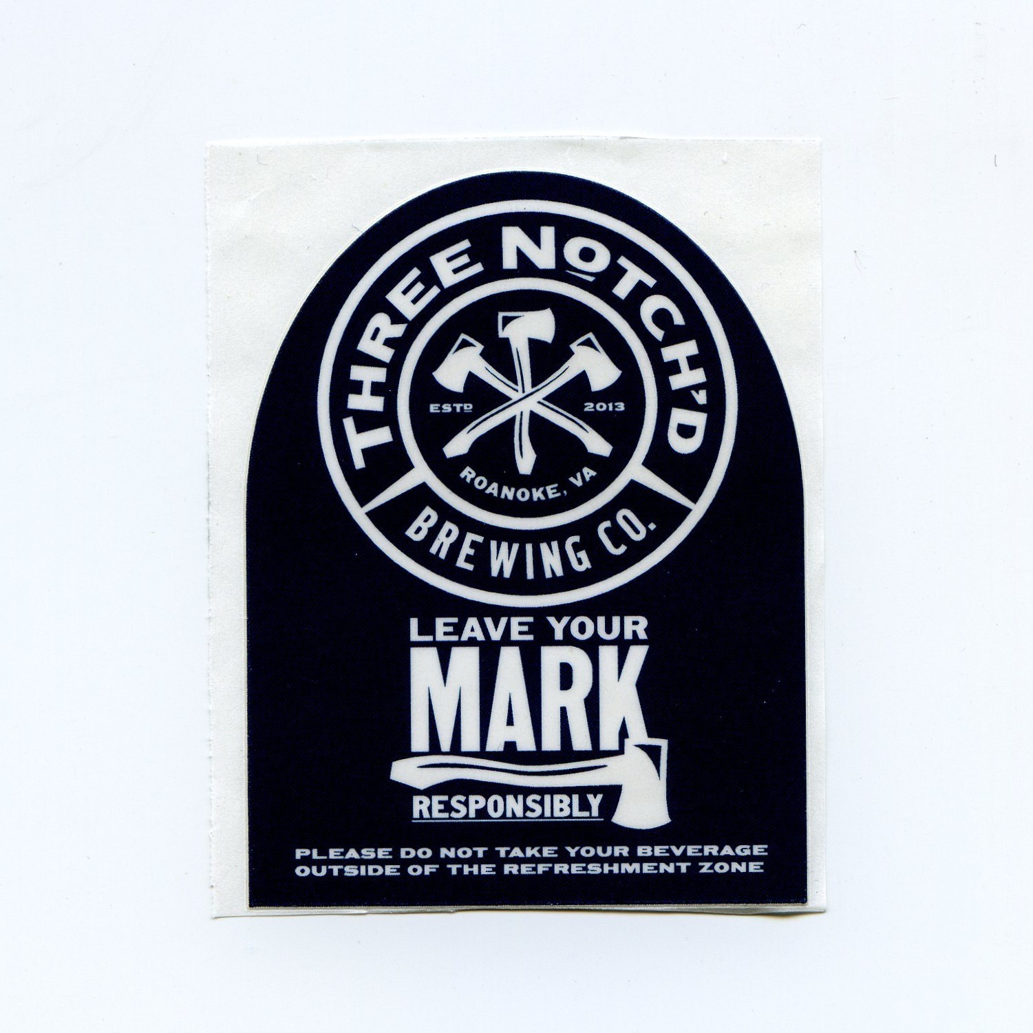 1 Three Notch\'d Brewing Co Brewery Sticker Roanoke, VA