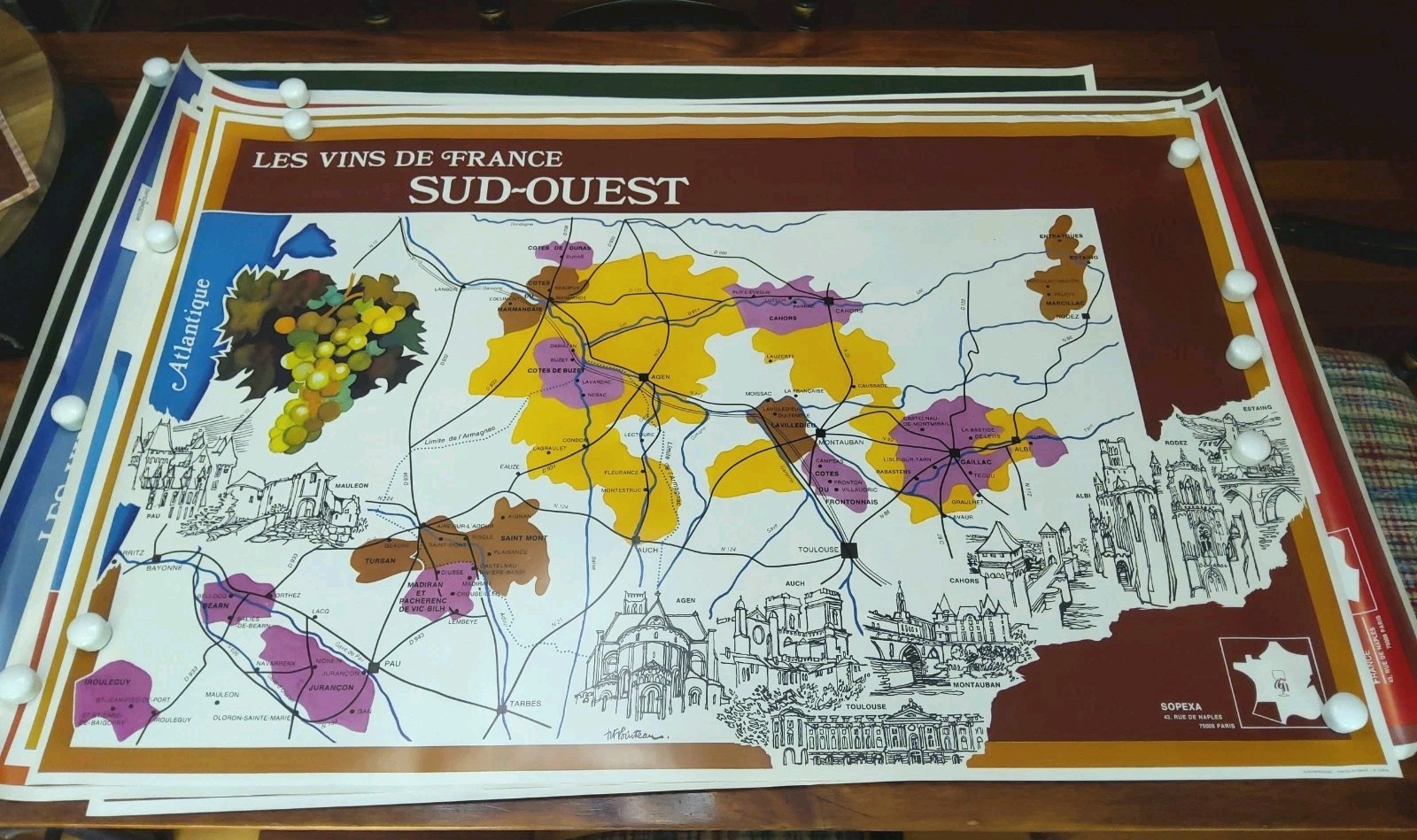 9 1980s Les Vins De France Posters 43x29 Estate Pierre Chambrin White House Chef