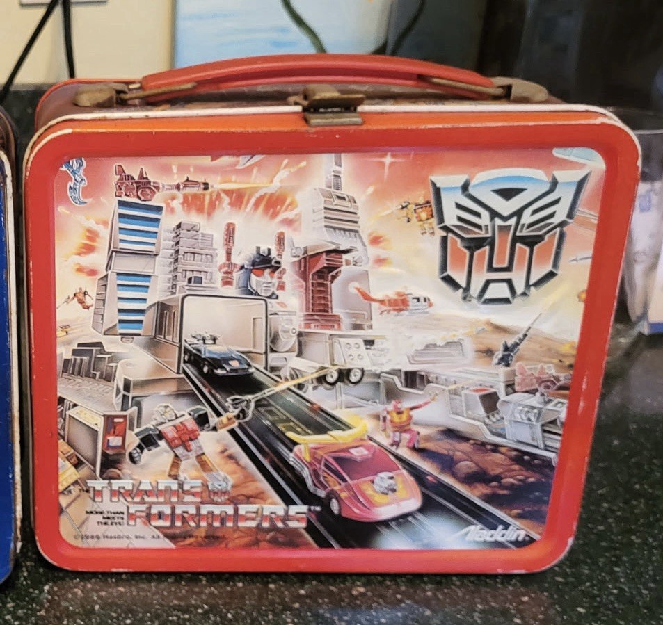 Vintage 1986 Transformers Metal Lunchbox w Thermos Aladdin G1 Hasbro