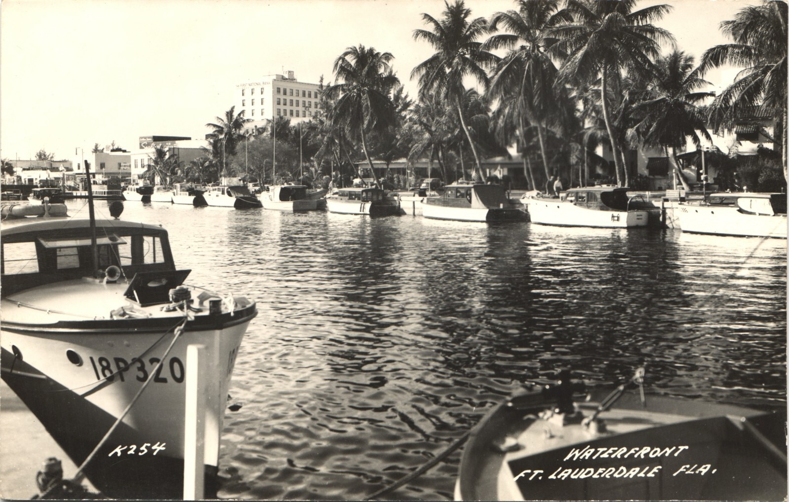 FT LAUDERDALE WATERFRONT original real photo postcard rppc FLORIDA FL BOAT CANAL