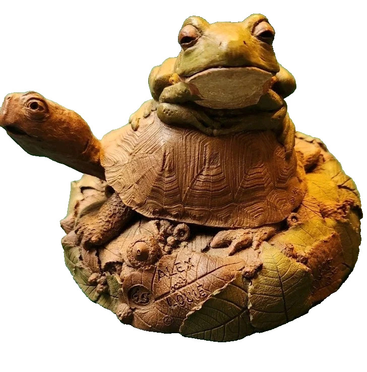 Vintage Tim Wolfe Cairn Studio 1992 Alex & Louie Turtle & Frog Figurine USA Vintage Tim Wolfe Cairn Studio 1992 Alex & Louie Turtle & Frog Figurine USA
