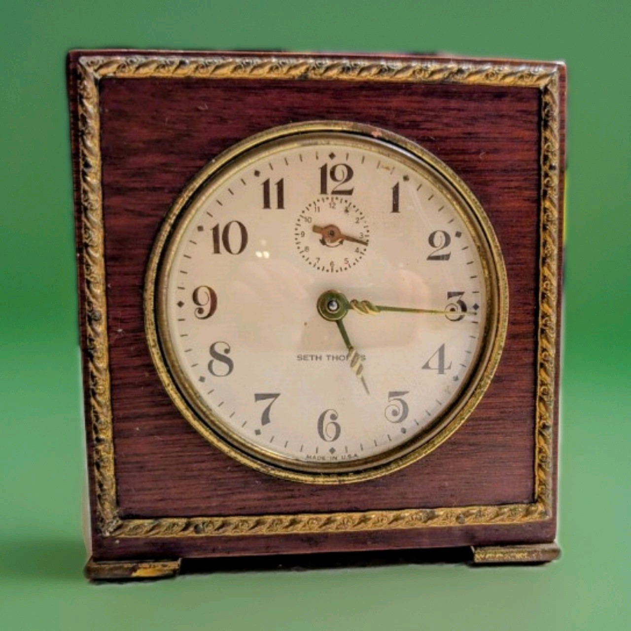 Vintage Seth Thomas clock, Alarm Clock, Severn, Mechanical, wood, brass, WORKS Vintage Seth Thomas clock, Alarm Clock, Severn, Mechanical, wood, brass, WORKS