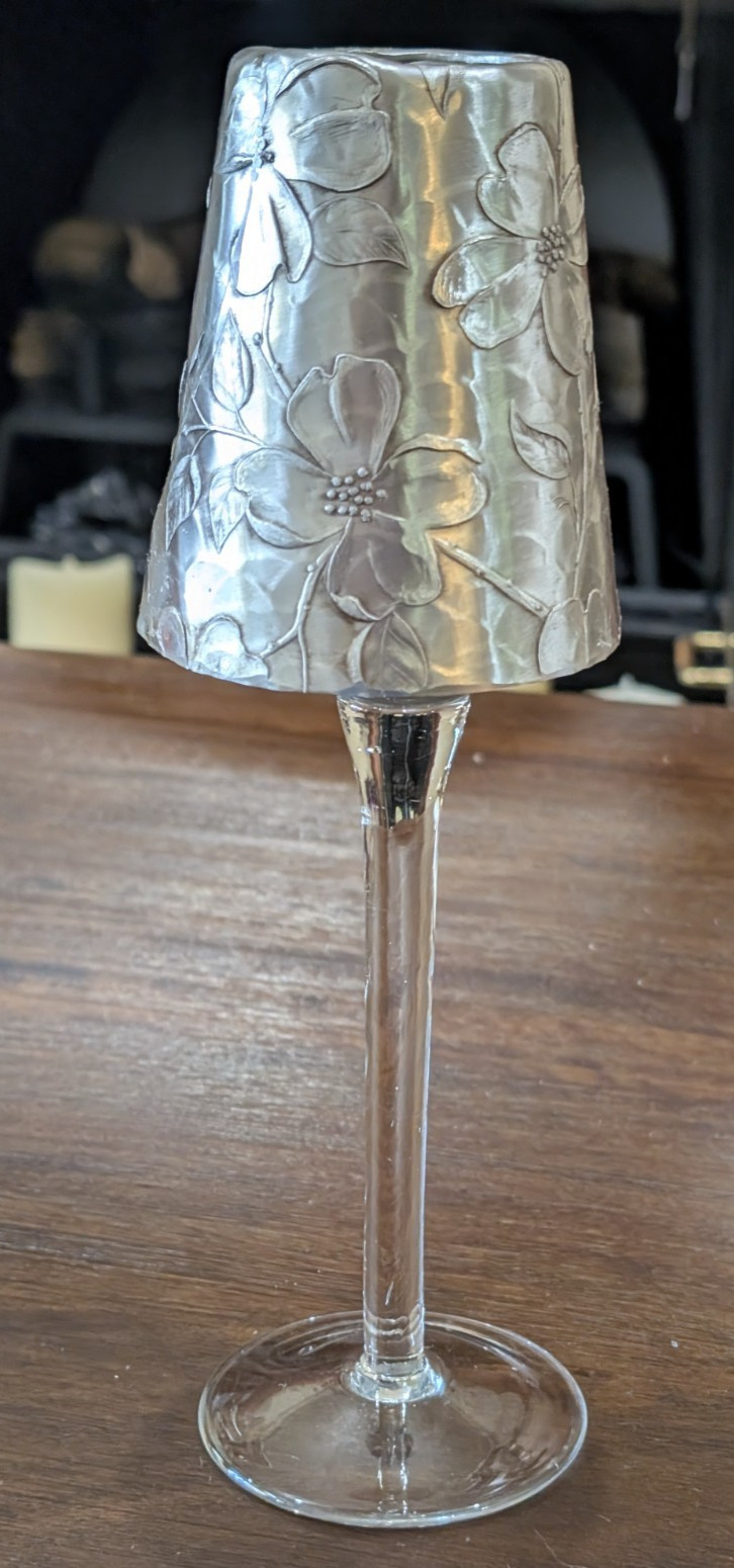 VTG WENDELL AUGUST FORGE ALUMINIUM FLORAL LONG STEMMED VOTIVE CANDLE HOLDER 10\