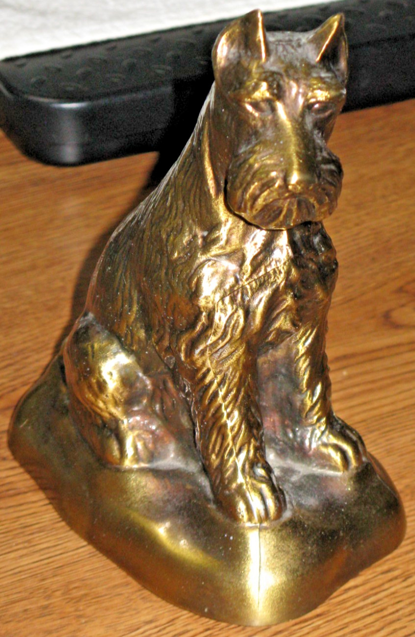 VINTAGE 1950's SCOTTIE SCOTTY TERRIER DOG METAL COIN BANK with 