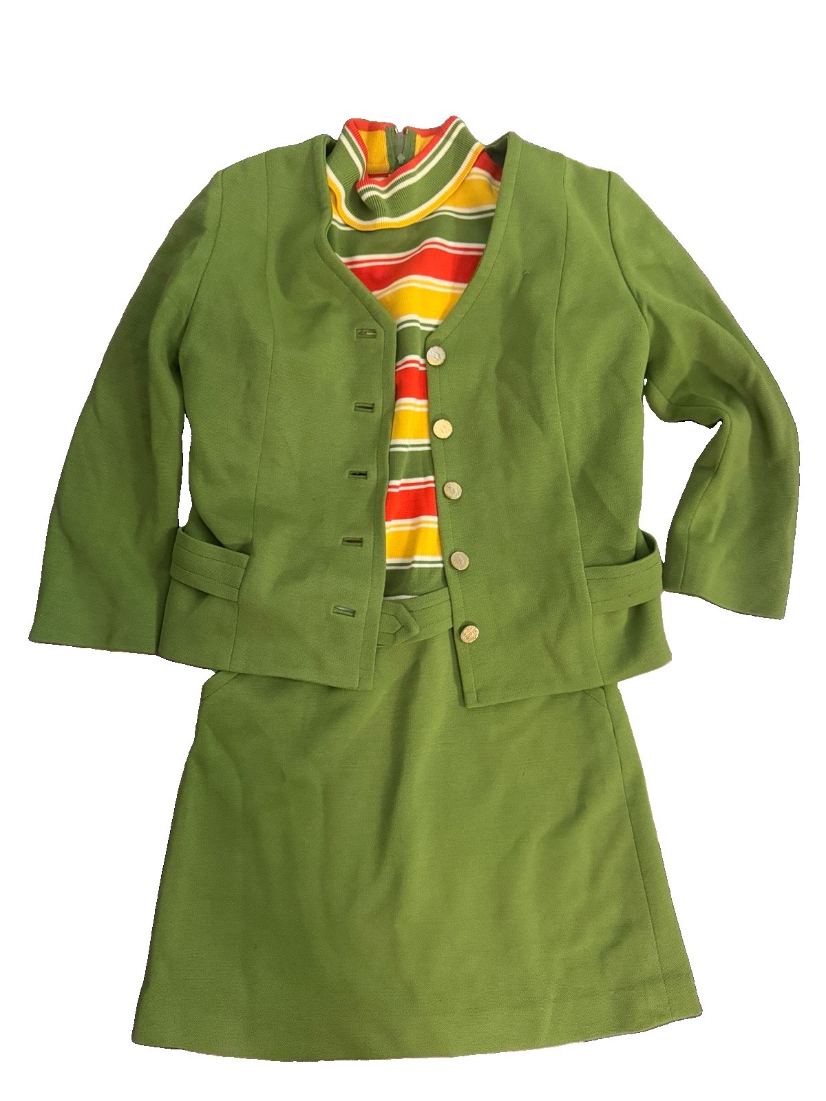 Vintage 1970s Dalton TWA Stewardess Uniform Green Jacket Striped Top Skirt XS Vintage 1970s Dalton TWA Stewardess Uniform Green Jacket Striped Top Skirt XS