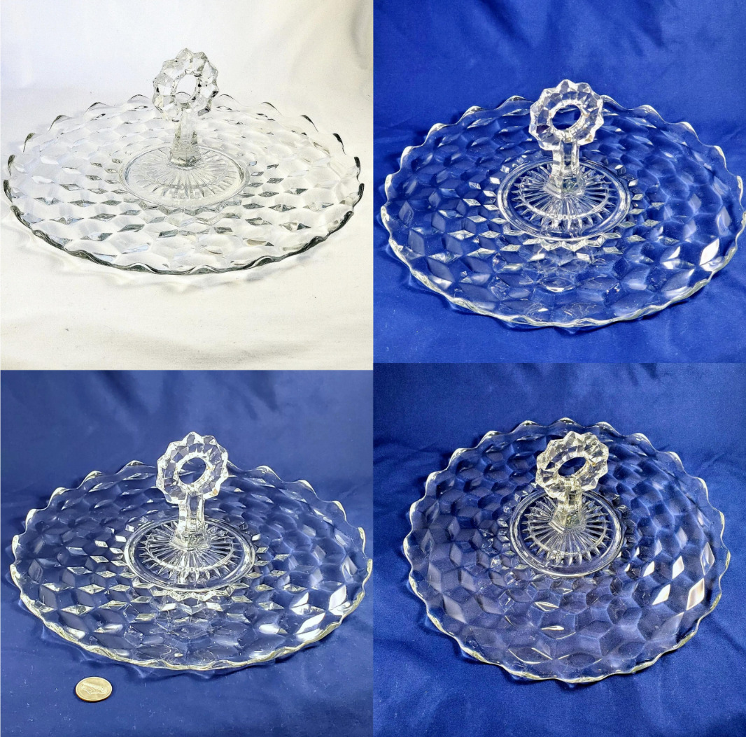 FOSTORIA American Pattern Glass Serving Tray with Center Handle 11.75\
