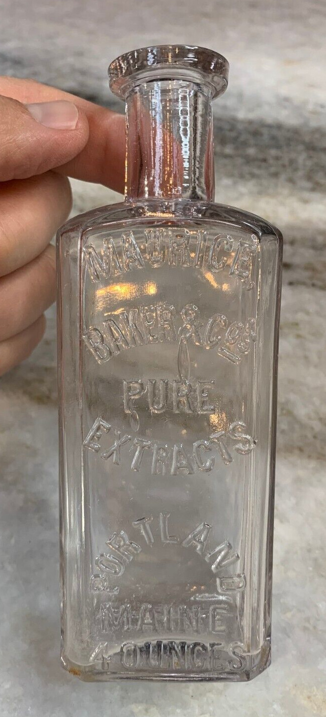 RARE Antique Maurice Baker & Co's Pure Extract Bottle, Portland, Maine. RARE Antique Maurice Baker & Co's Pure Extract Bottle, Portland, Maine.