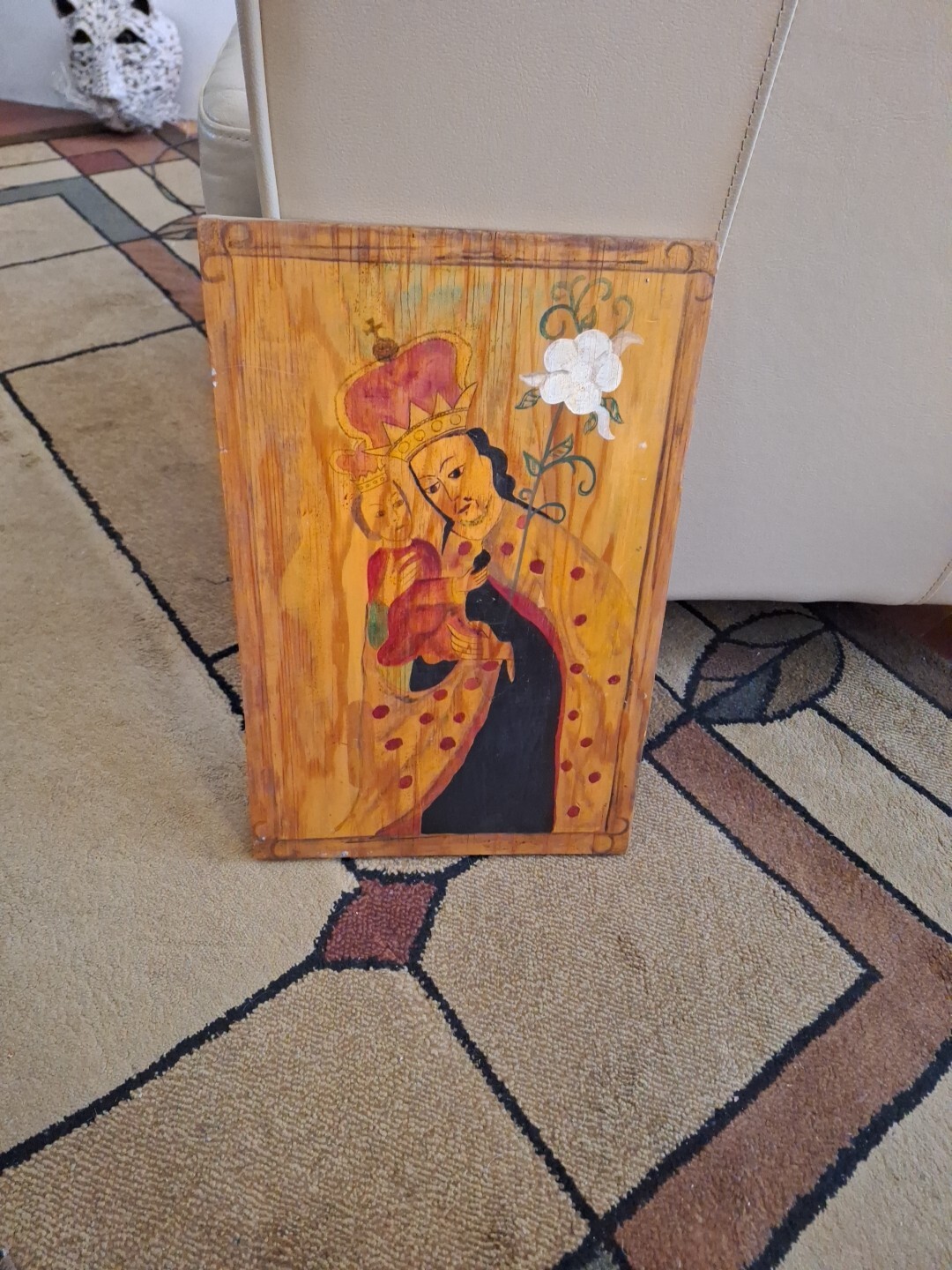 Estate RARE NEW MEXICAN  LAGUNA SANTERO Wood Plaque St Joseph Unknown Artist 