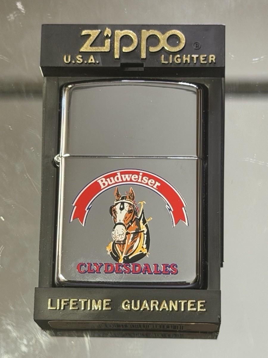 Vintage 1995 Budweiser Clydesdales High Polish Chrome Zippo Lighter - New Vintage 1995 Budweiser Clydesdales High Polish Chrome Zippo Lighter - New