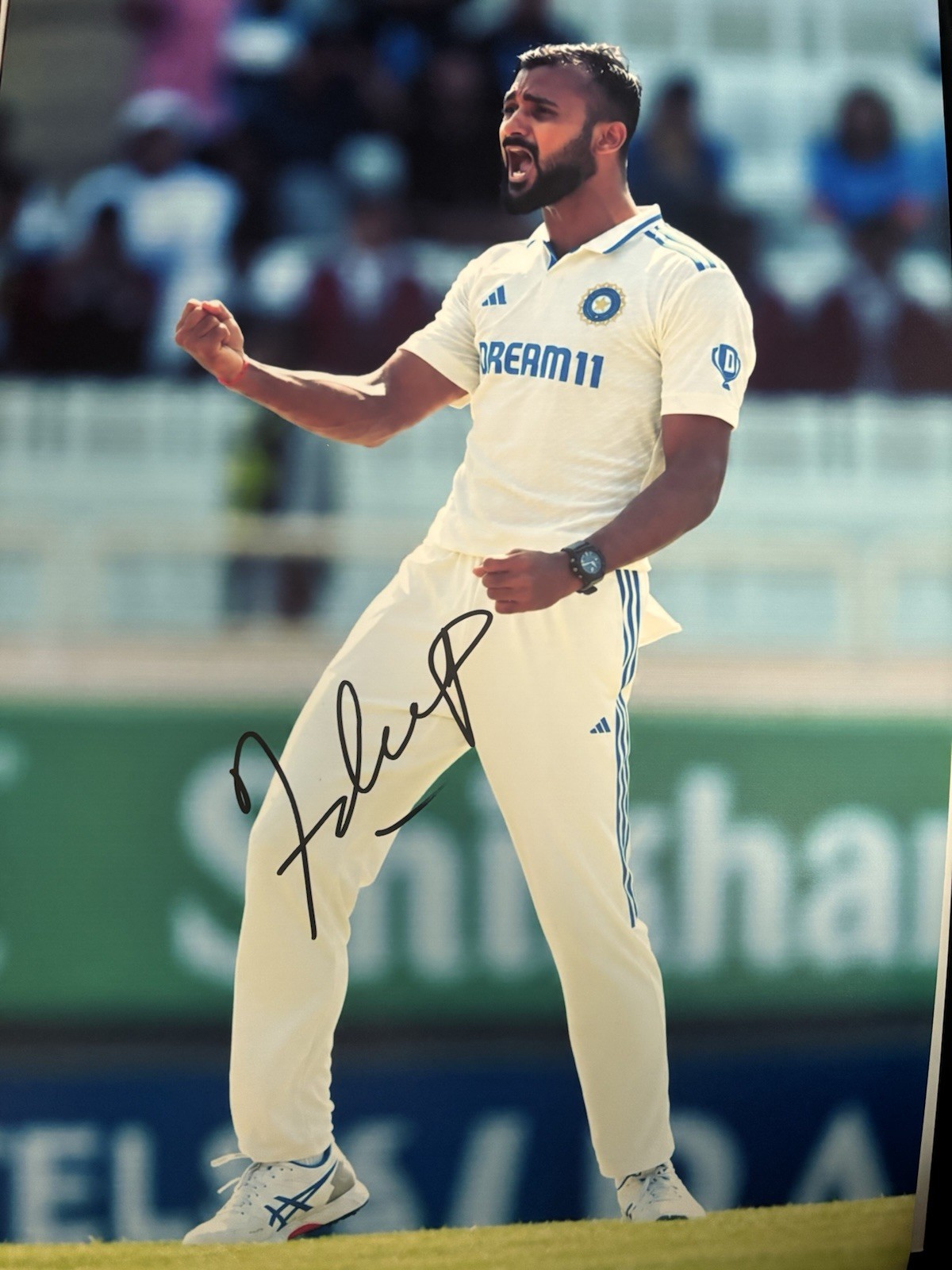 Akash Deep Hand Signed Photo A3 16x12 Inch Autograph Inc COA India Cricket