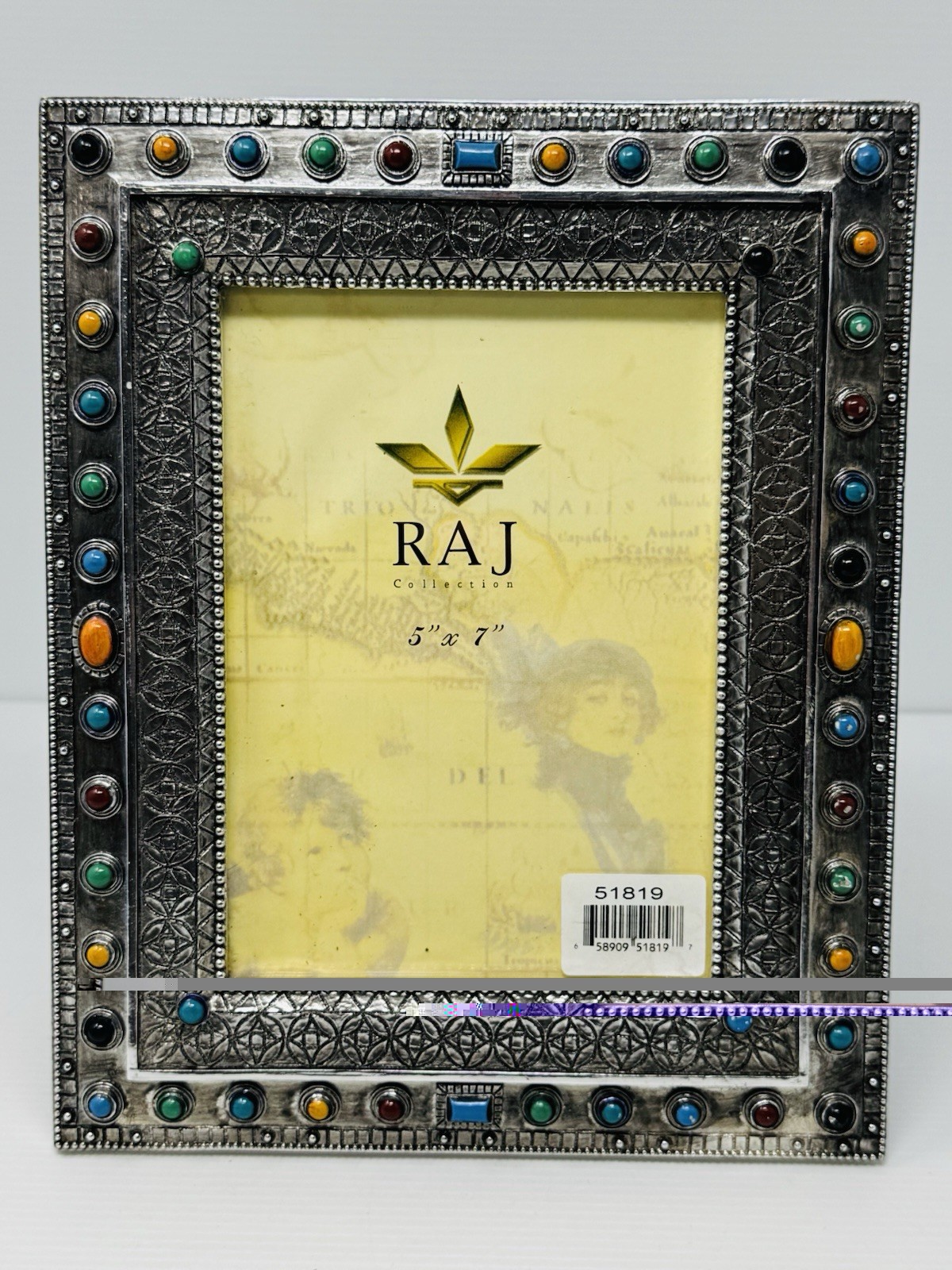 RAJ Collection Boho Western Mexican Colorful Stone Accents Photo Frame 5”x7”