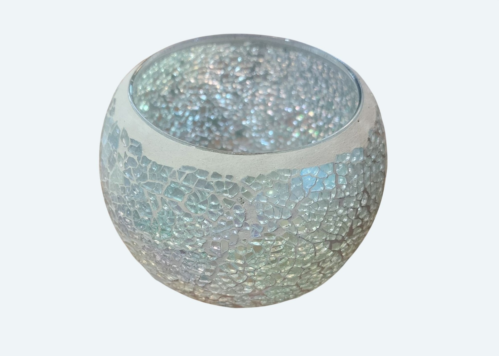 Partylite Iridescent Mosaic Glass Votive Candle Holder Round Shape 3.5\