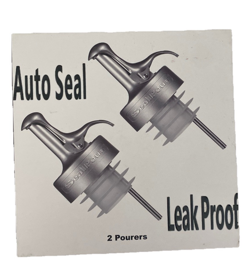 Sealpour Liquor Auto Seal Leak Proof Pourers 2 pks Stainless Steel / Silver NIB Sealpour Liquor Auto Seal Leak Proof Pourers 2 pks Stainless Steel / Silver NIB