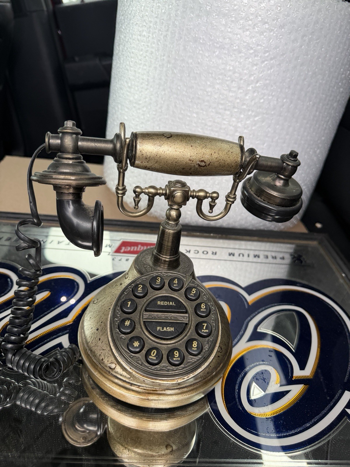 Vintage 1920s Replica Telephone Antique Brass Black Retro Push Button Desk Phone Vintage 1920s Replica Telephone Antique Brass Black Retro Push Button Desk Phone