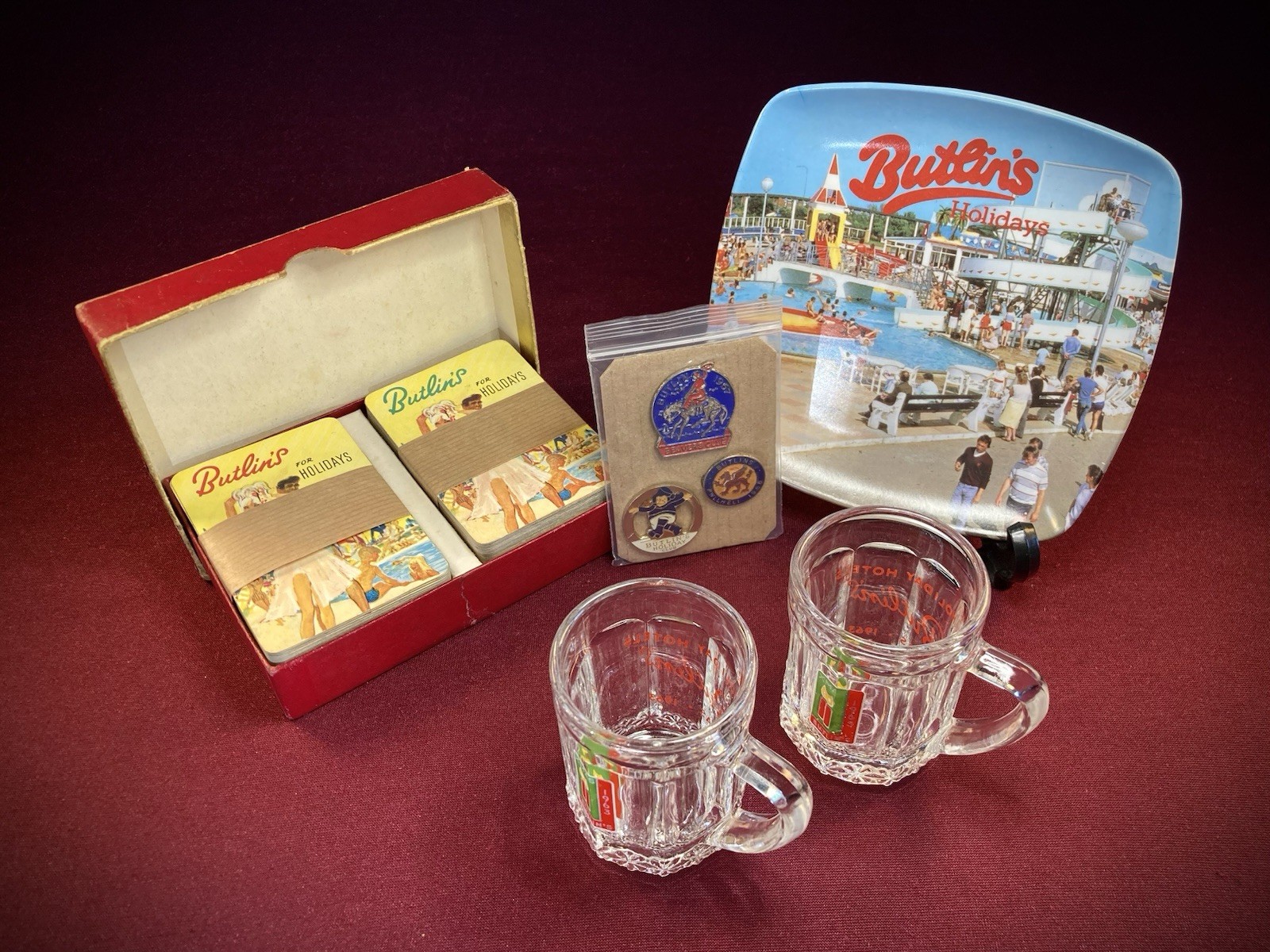 Vintage Butlin's Memorabilia Estate Lot - 1950s-1980s Souvenirs & Badges Bundle