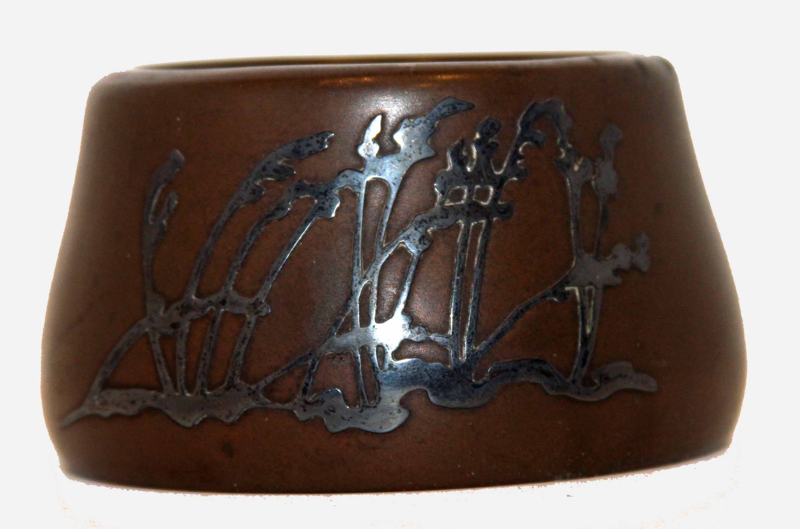 Heintz Art Metal Shop bronze bowl with sterling inlay (Pattern No. 3723)