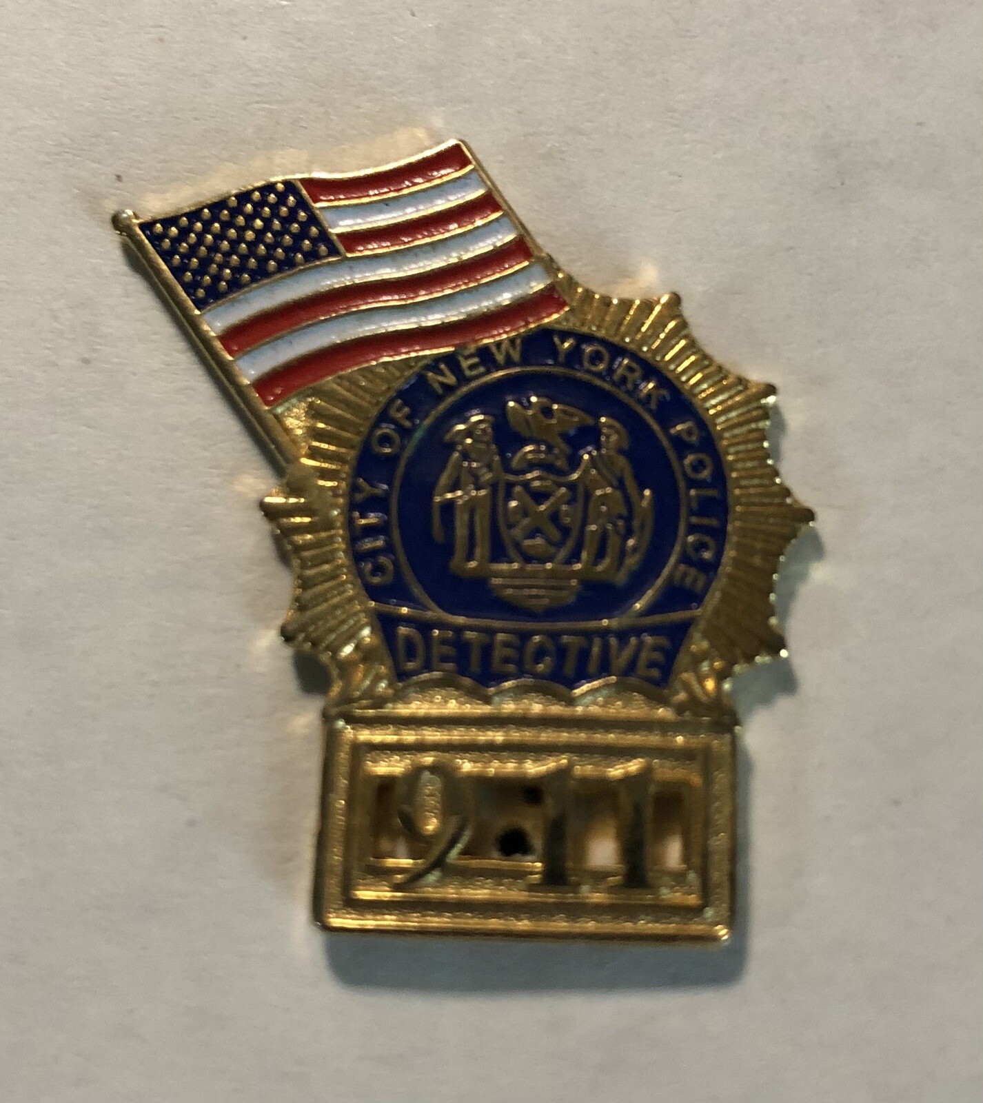 9/11 City Of New York Police Detective Pin American Flag Design To Remember 9/11 City Of New York Police Detective Pin American Flag Design To Remember