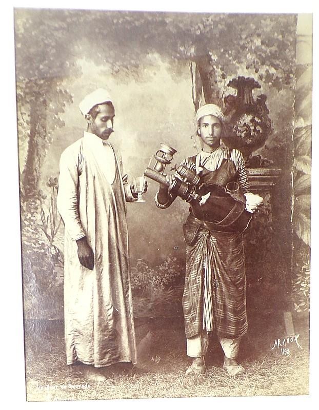 HIPPOLYTE ARNOUX -19TH C. ALBUMEN PHOTO - EGYPTIAN LEMONADE SELLER - FRAMED - VG