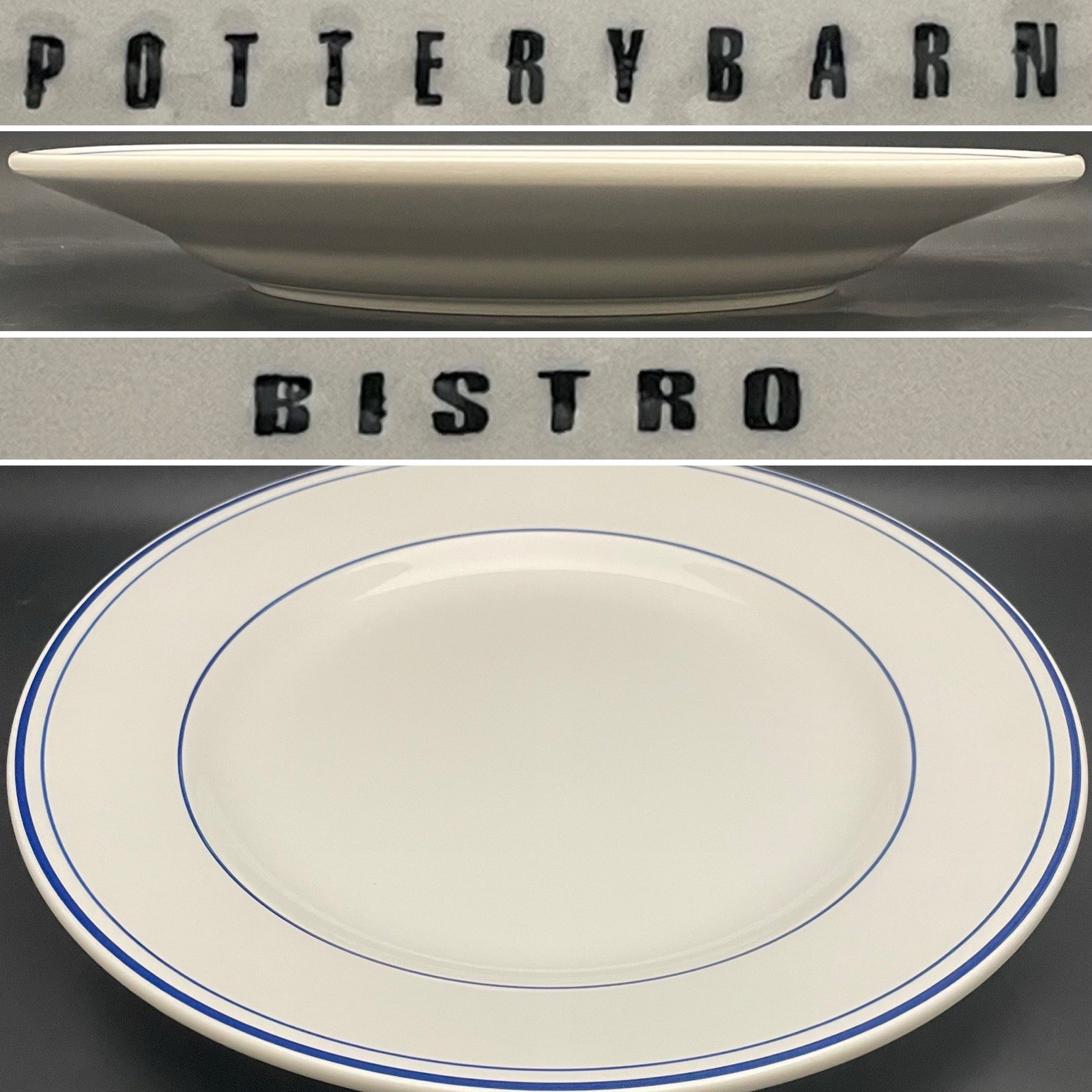 Pottery Barn Blue Banded BISTRO Stoneware Pasta Serving Bowl/Platter China 14.5 Pottery Barn Blue Banded BISTRO Stoneware Pasta Serving Bowl/Platter China 14.5