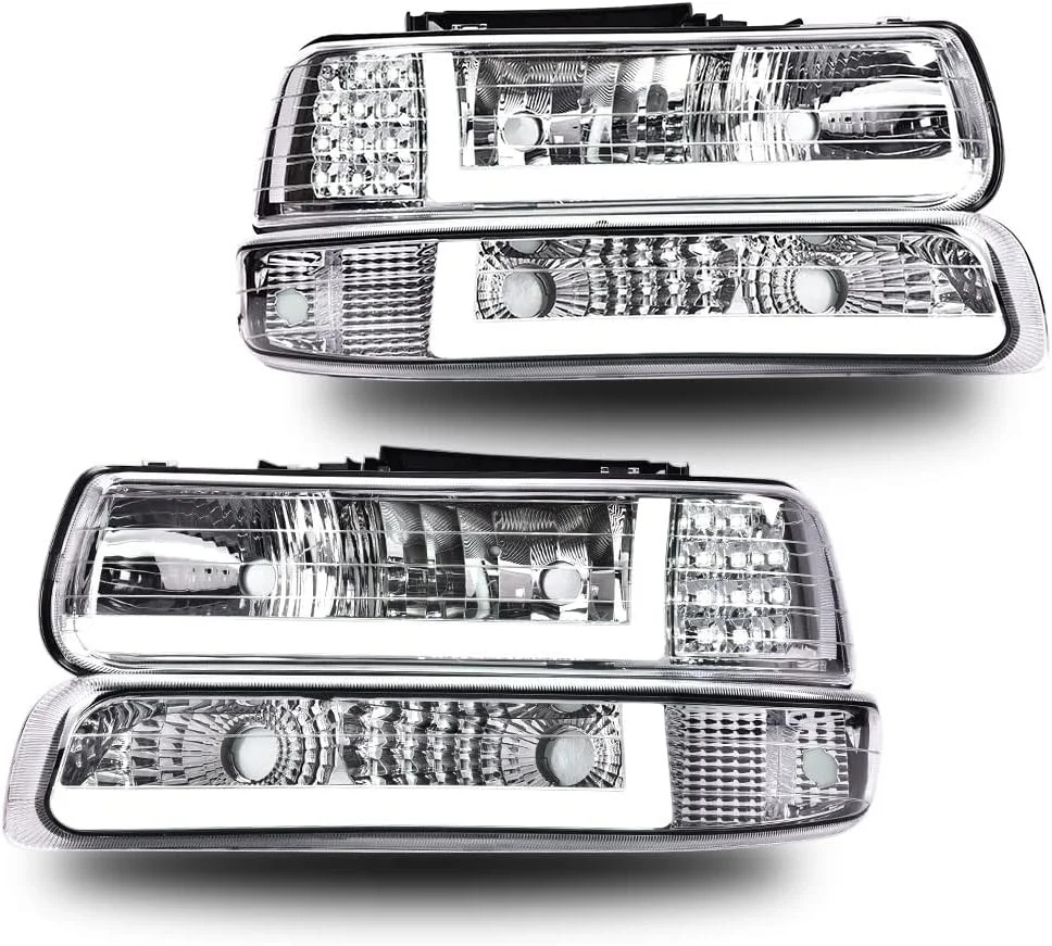 LED DRL Headlight Assembly Lamp Fit Chevy Silverado 1500/2500 99-02
