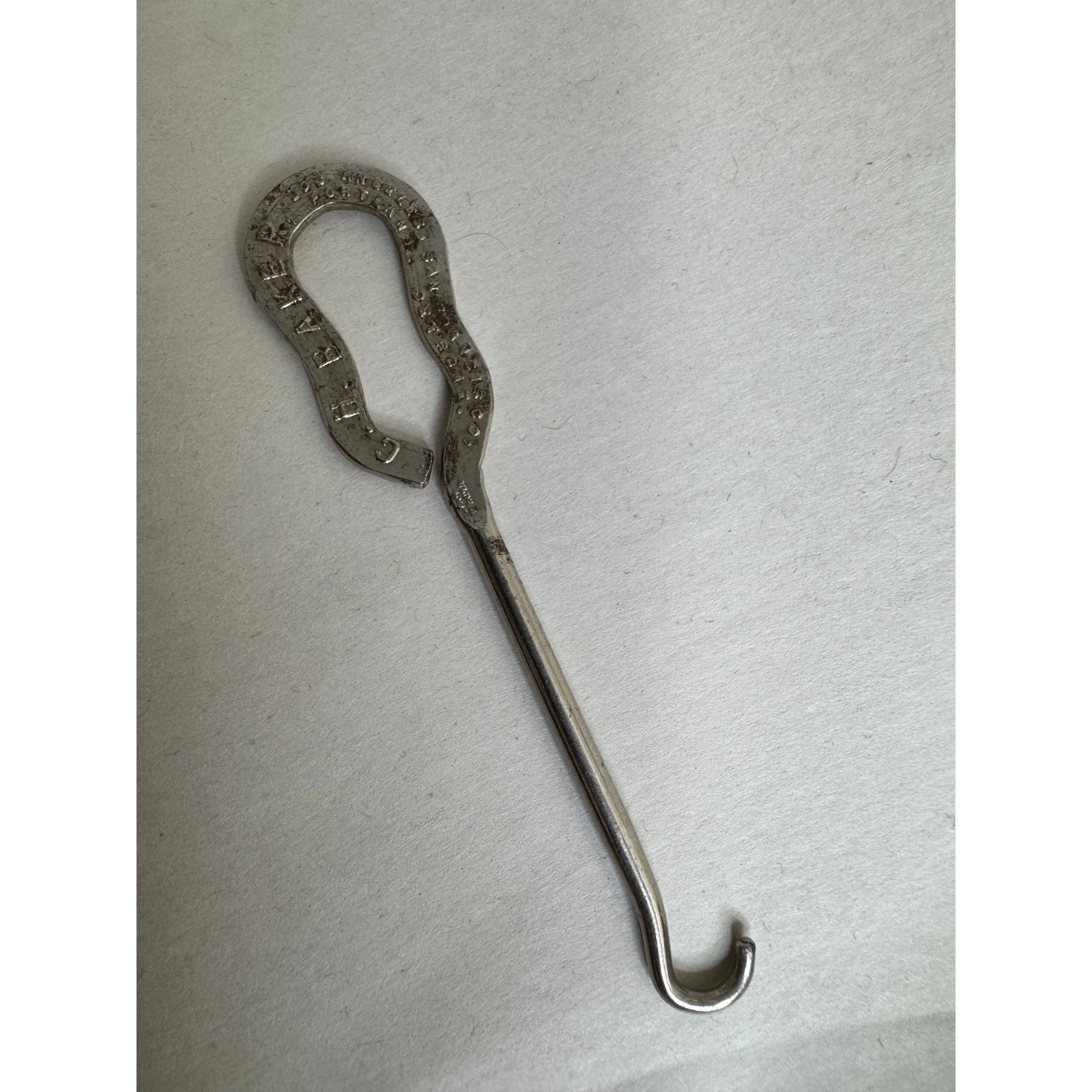 Vintage C.H. Baker Shoe Button Hook Los Angeles Portland Advertising Tool
