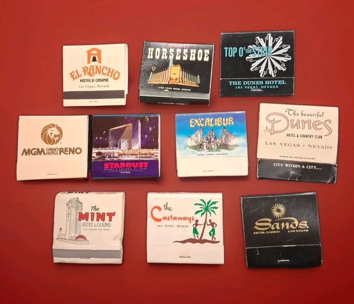 Vintage Las Vegas Casino Matchbook Lot (10) Unstruck Stardust Dunes Sands Mint Vintage Las Vegas Casino Matchbook Lot (10) Unstruck Stardust Dunes Sands Mint