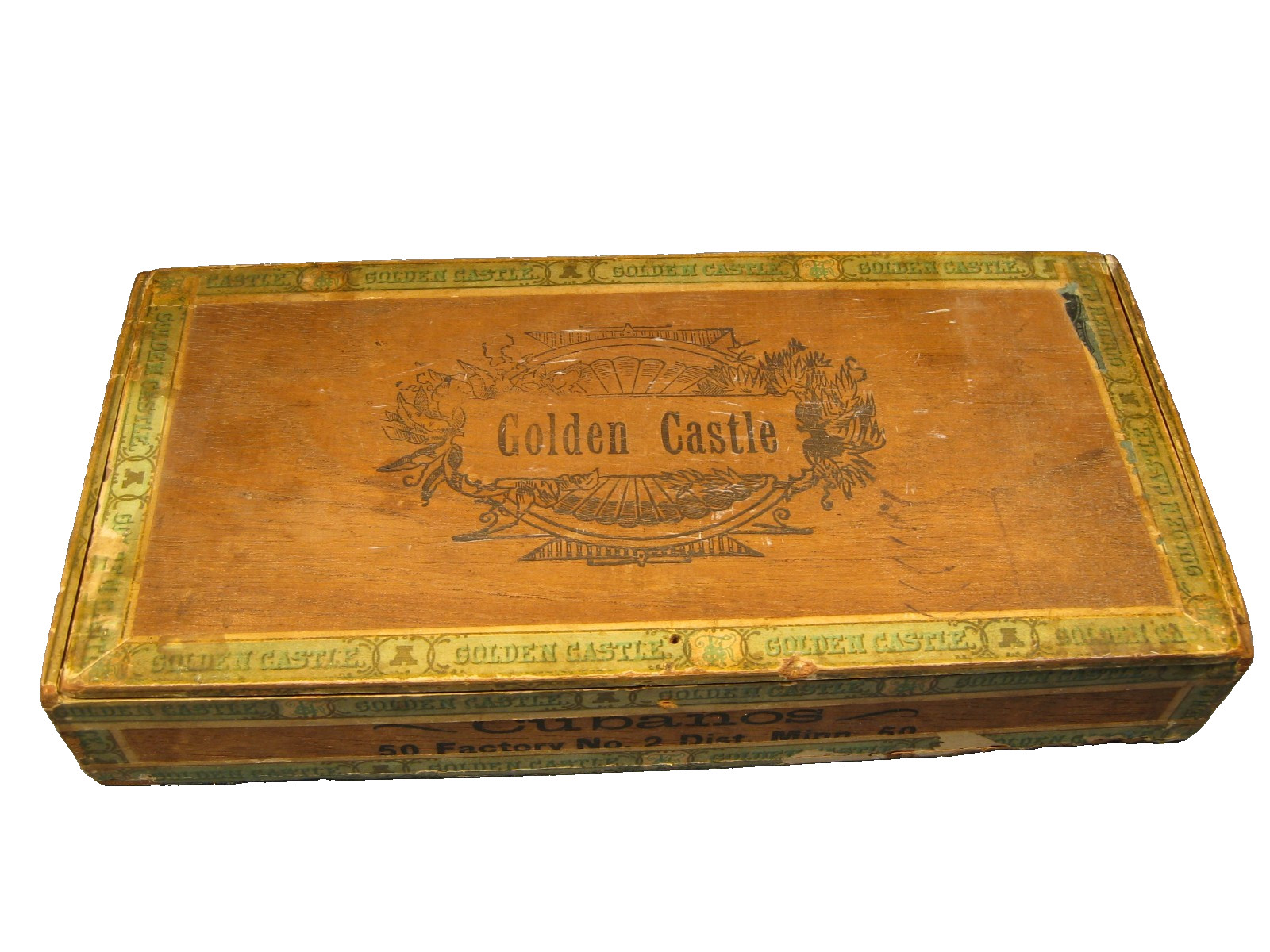 Rare Antique Wooden Golden Castle Minneota Cigar Box