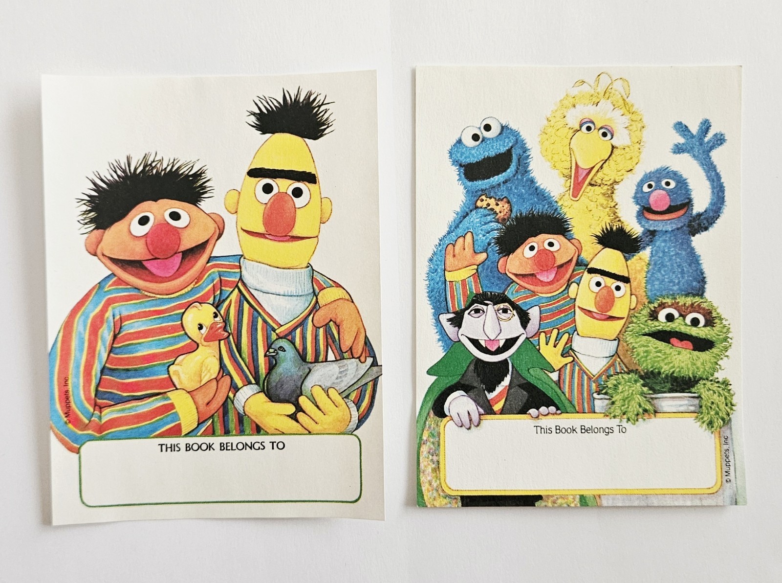 Vtg Sesame Street Bookplates Set Stickers Big Bird Bert Ernie Grover Count Oscar