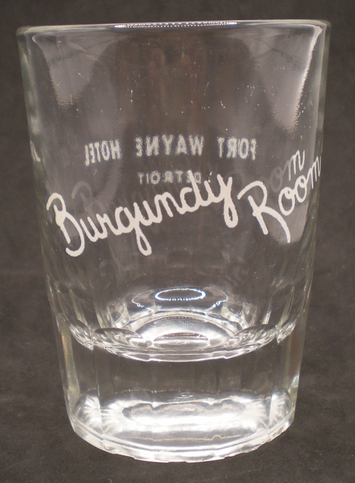 Vintage Fort Wayne Hotel Detroit Michigan Shot Glass Burgundy Room