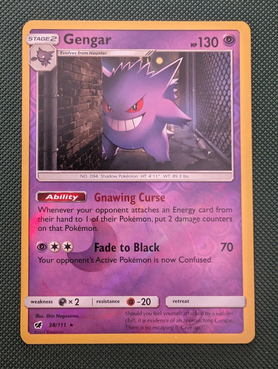 Pokémon TCG Gengar Crimson Invasion 38/111 Reverse Holo Rare