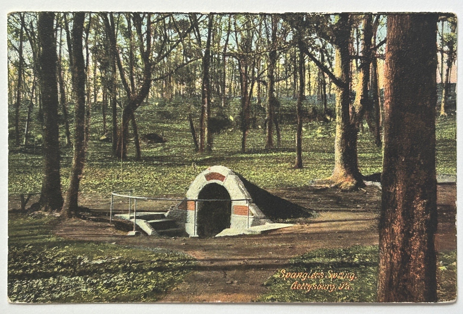Postcard Spangler's Spring Gettysburg PA, Culp's Hill Park History Unposted