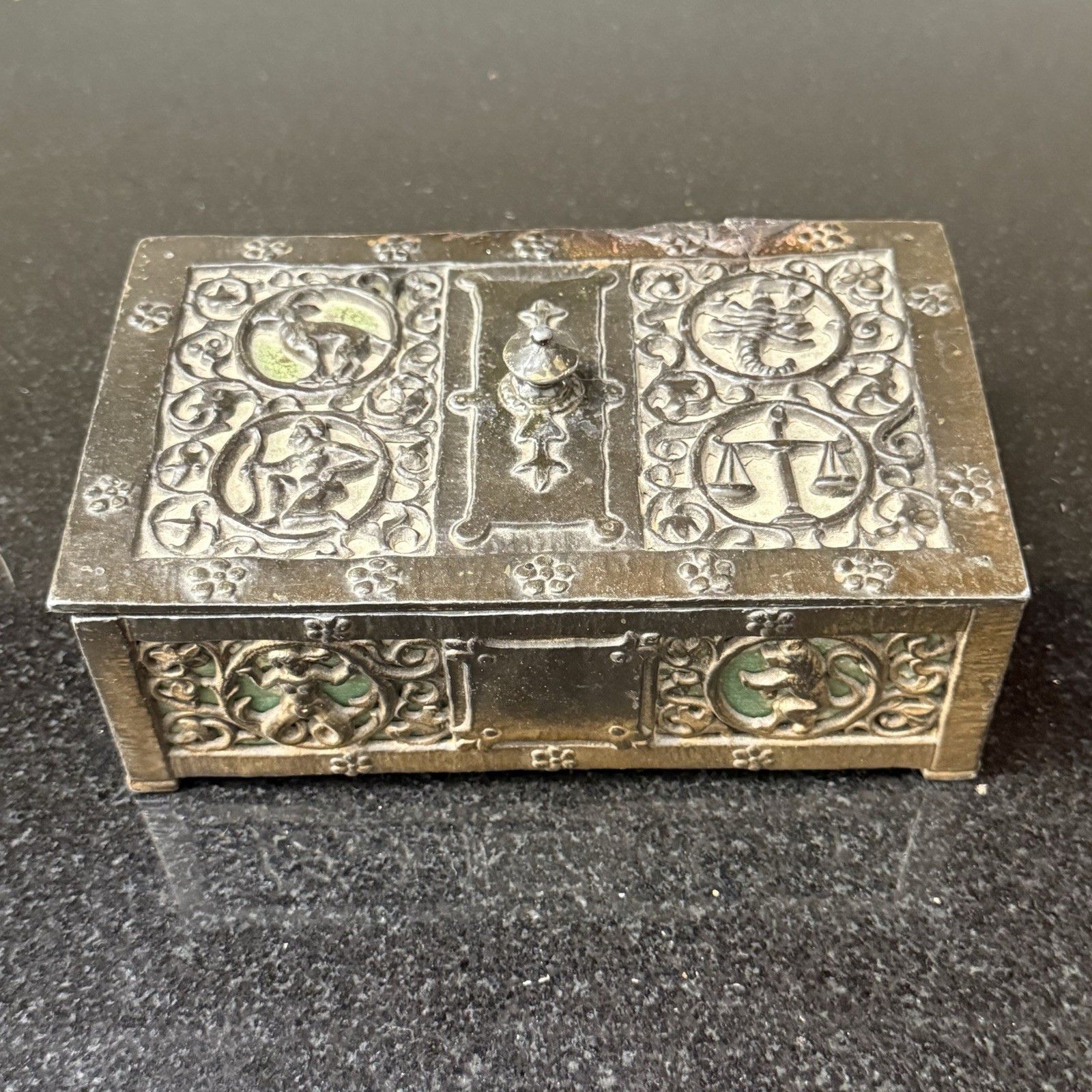 Antique Old Oscar Bach Zodiac Box