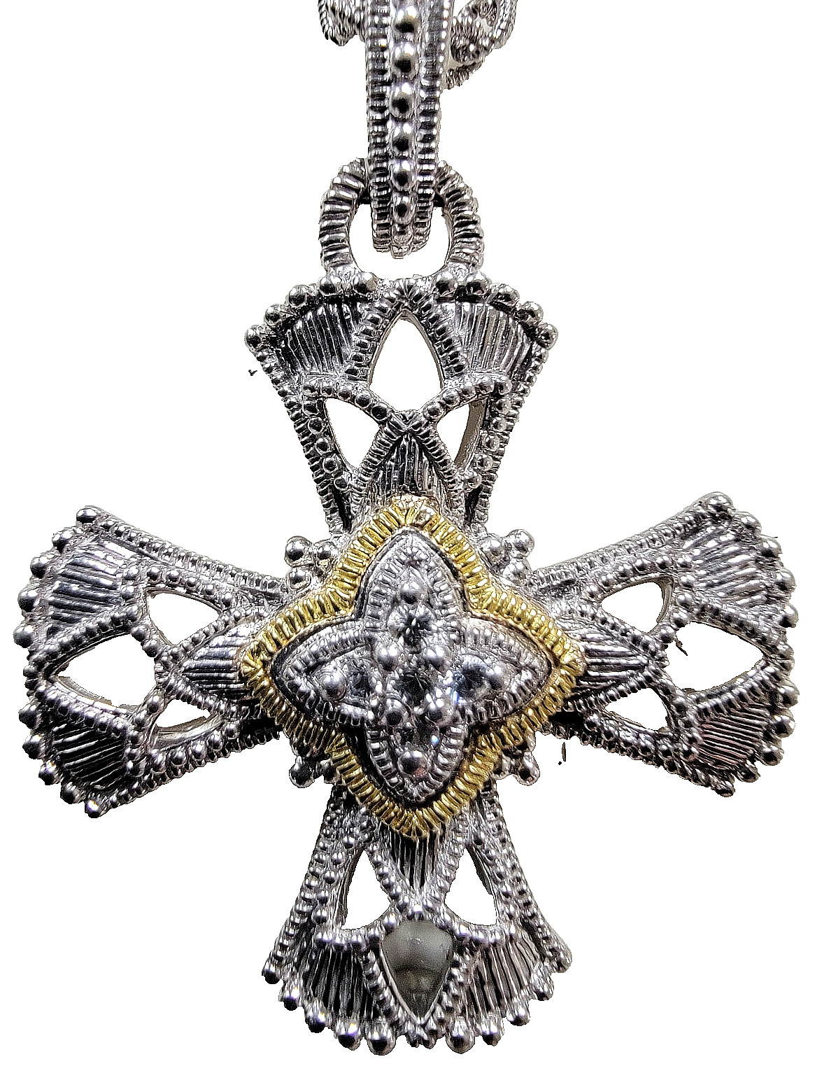 STERLING SILVER + 14K GOLD ACCENTS HEAVY KNIGHTS-TEMPLAR ROSARY 34\ STERLING SILVER + 14K GOLD ACCENTS HEAVY KNIGHTS-TEMPLAR ROSARY 34\