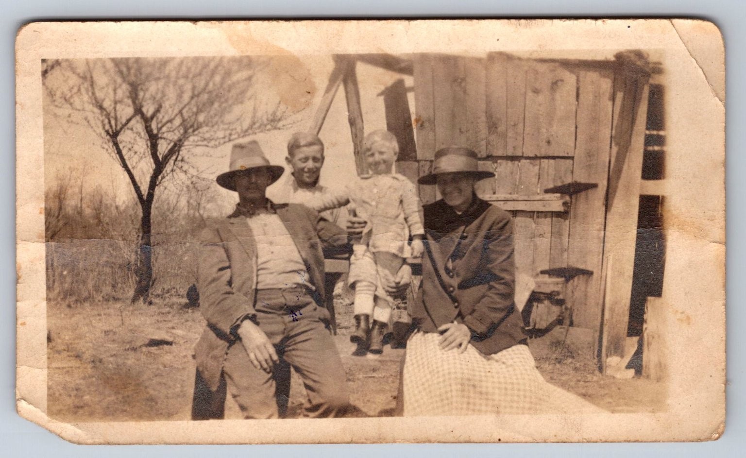 Family Portrait 1919 Snapshot Photograph Rural Outdoor Americana Vernacular