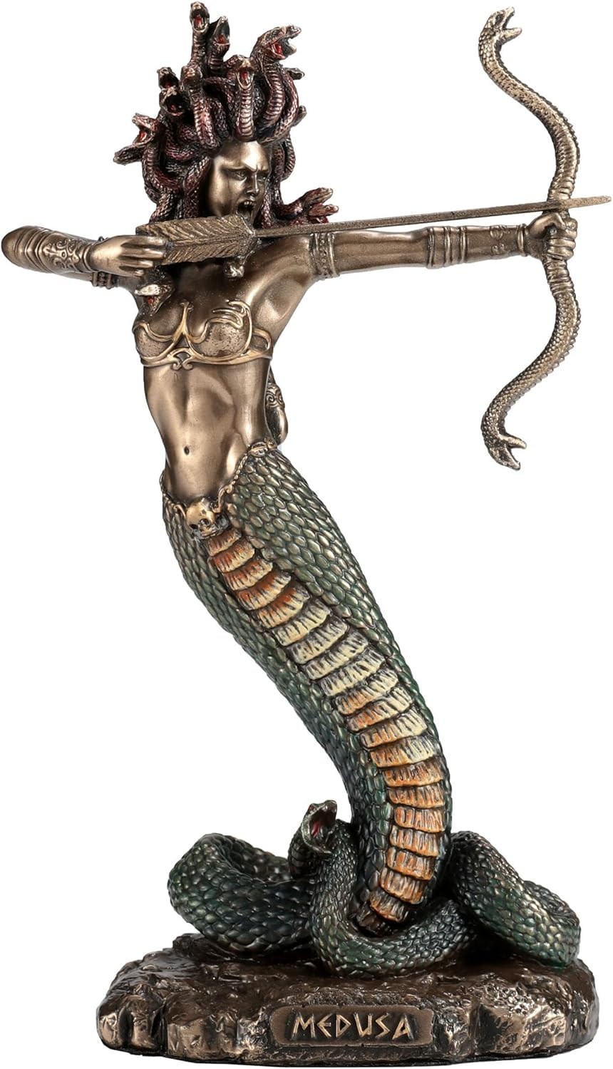 Veronese Design 6 1/8 Inch Furious Medusa Shooting Arrow Resin Sculpture Bronze Veronese Design 6 1/8 Inch Furious Medusa Shooting Arrow Resin Sculpture Bronze