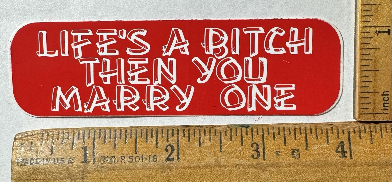 Vintage Life’s A Bitch Then You Marry One Decal Sticker Biker Funny Humor