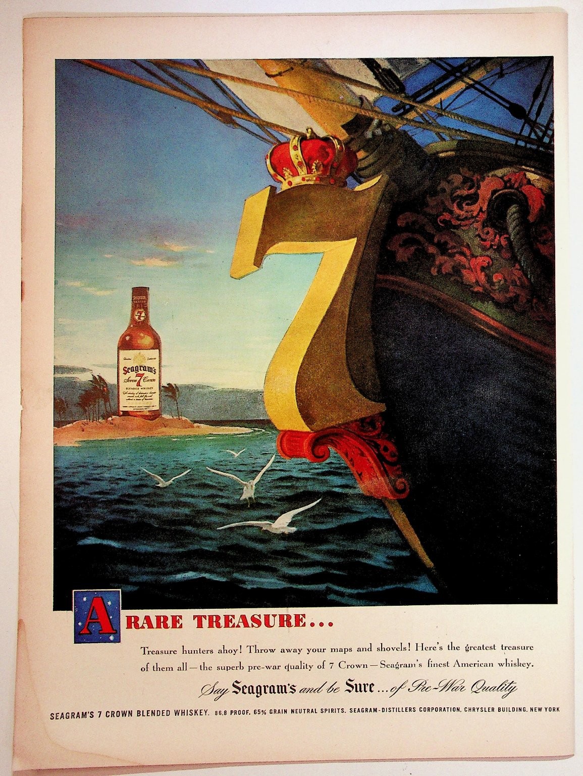 Seagram\'s 7 Crown Vintage 1939-41 Whiskey Magazine Ad Print Rare Treasure Art Seagram\'s 7 Crown Vintage 1939-41 Whiskey Magazine Ad Print Rare Treasure Art