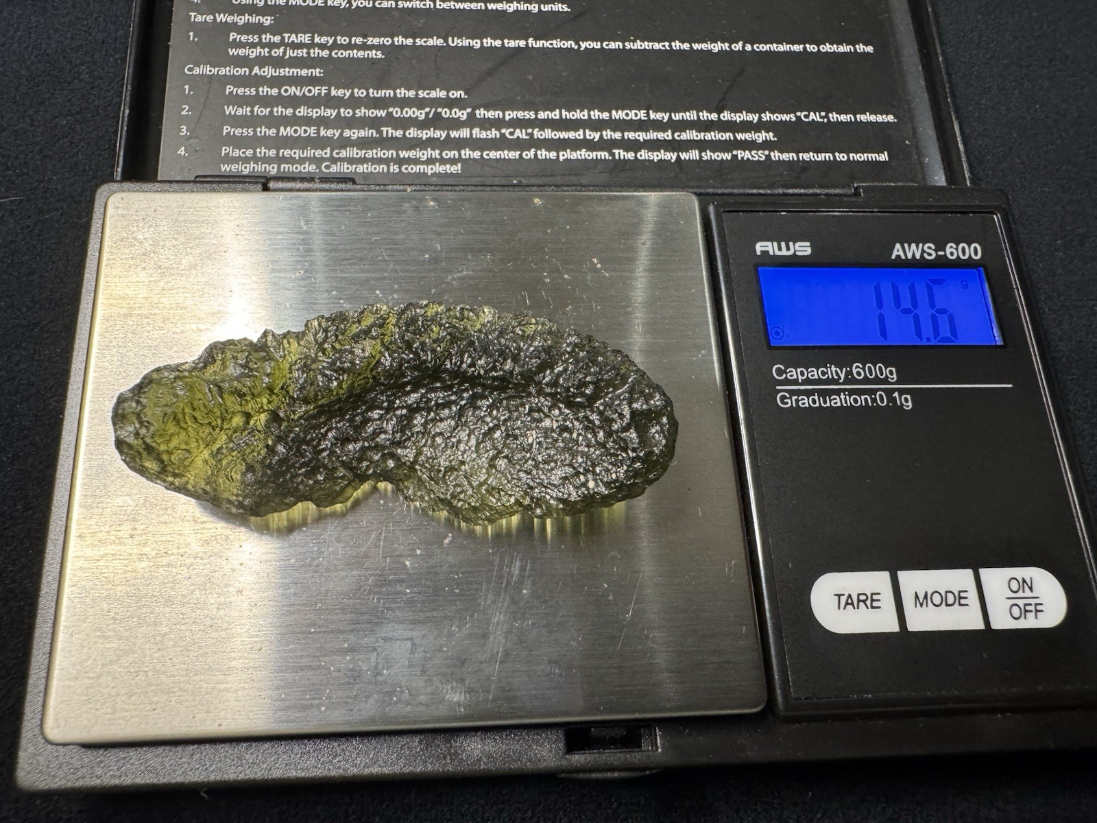 Moldavite Large 14.6gr Besednice Czech Moldavite Large 14.6gr Besednice Czech