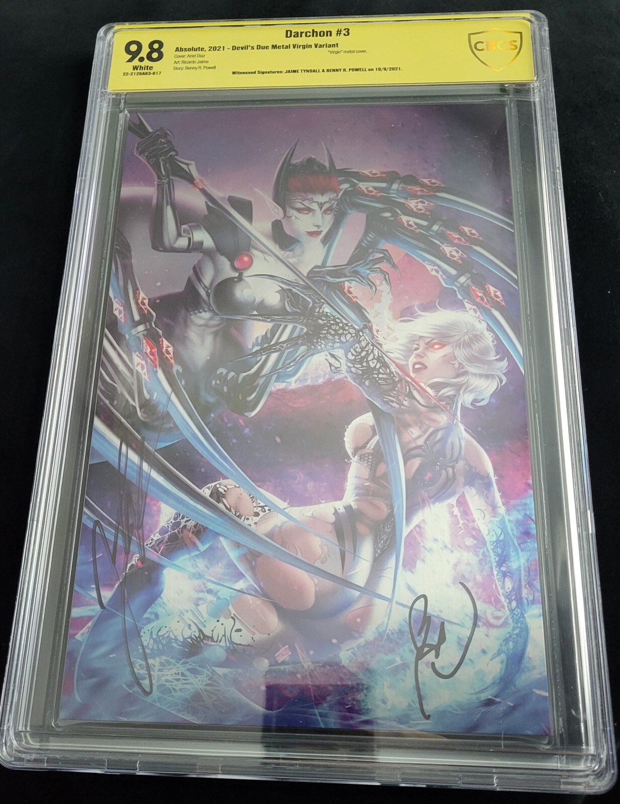 Darchon #3 - 9.8 CBCS SS Jamie Tindall, Benny Powell. Metal variant Darchon #3 - 9.8 CBCS SS Jamie Tindall, Benny Powell. Metal variant