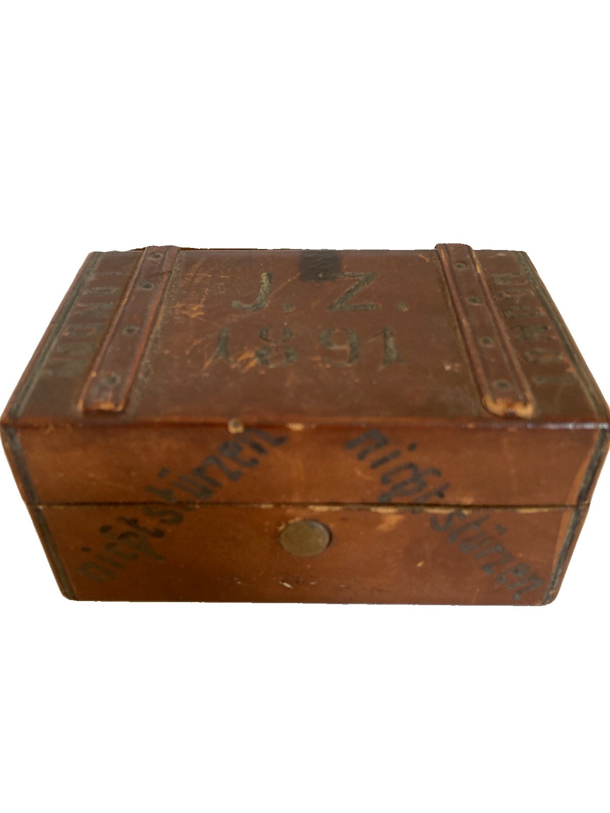 German Steamer Trunk Double Traveling Inkwell