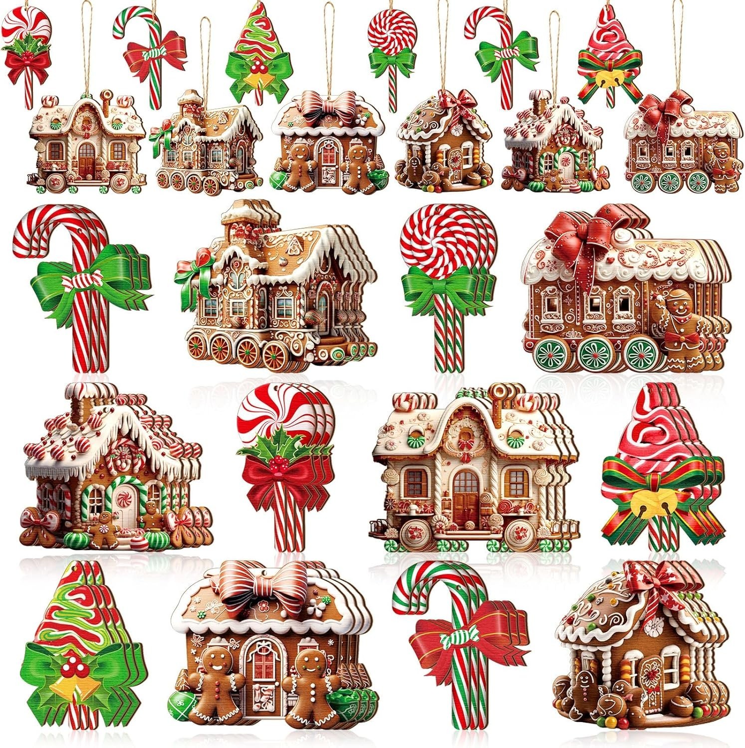 Roowest 36 Pcs Christmas Gingerbread House Ornament Set Wood Christmas Tree O... Roowest 36 Pcs Christmas Gingerbread House Ornament Set Wood Christmas Tree O...
