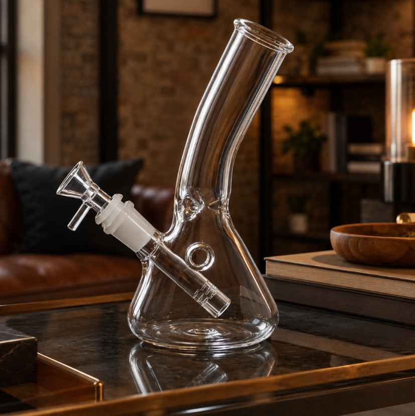 8 In Glass Bong Heavy Duty Glass Beaker Bong Water Pipe with 14mm Bowl & Screen