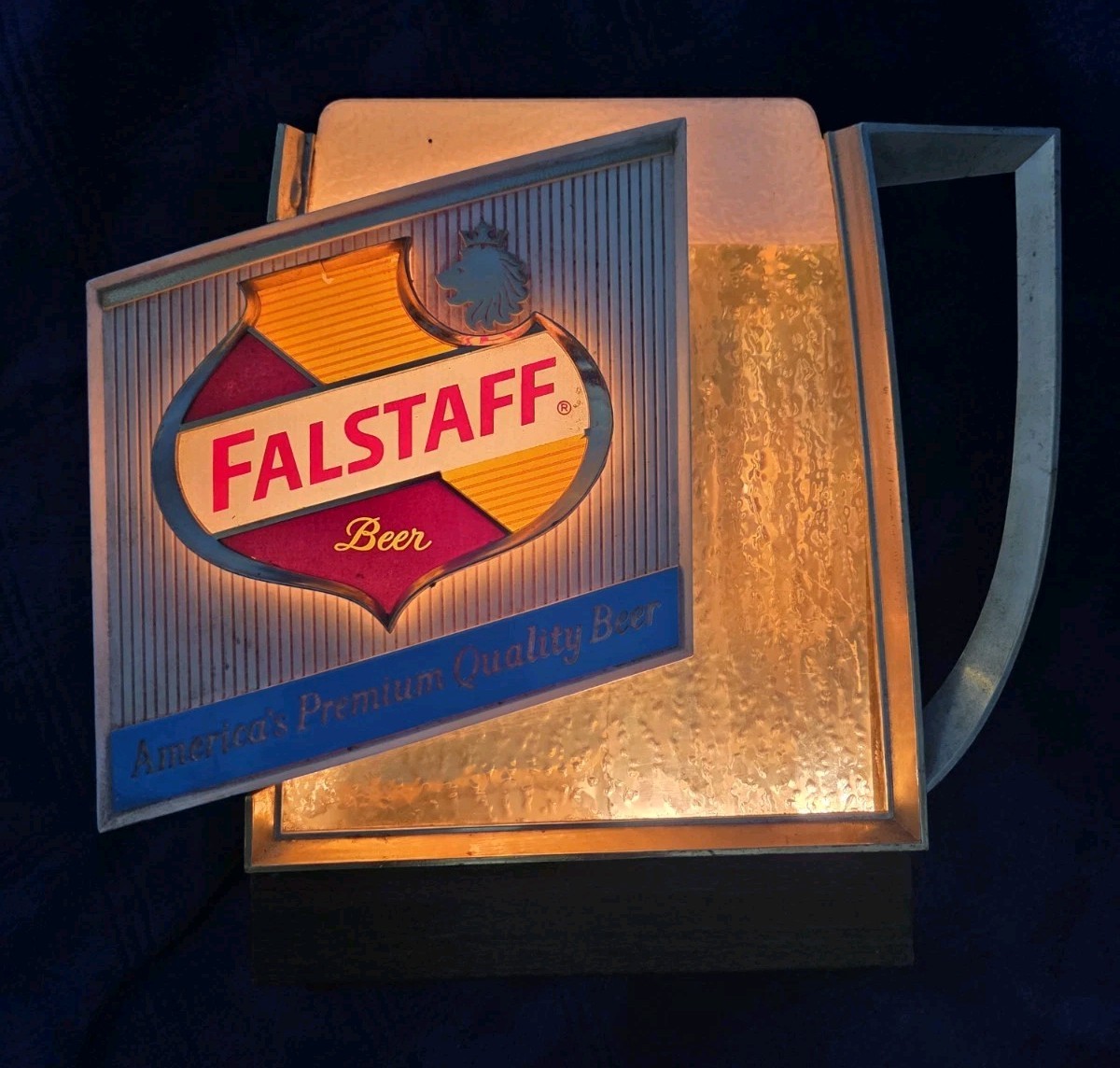 1950s Falstaff Beer Mug Bubbling Motion Lighted Sign On Draft Works