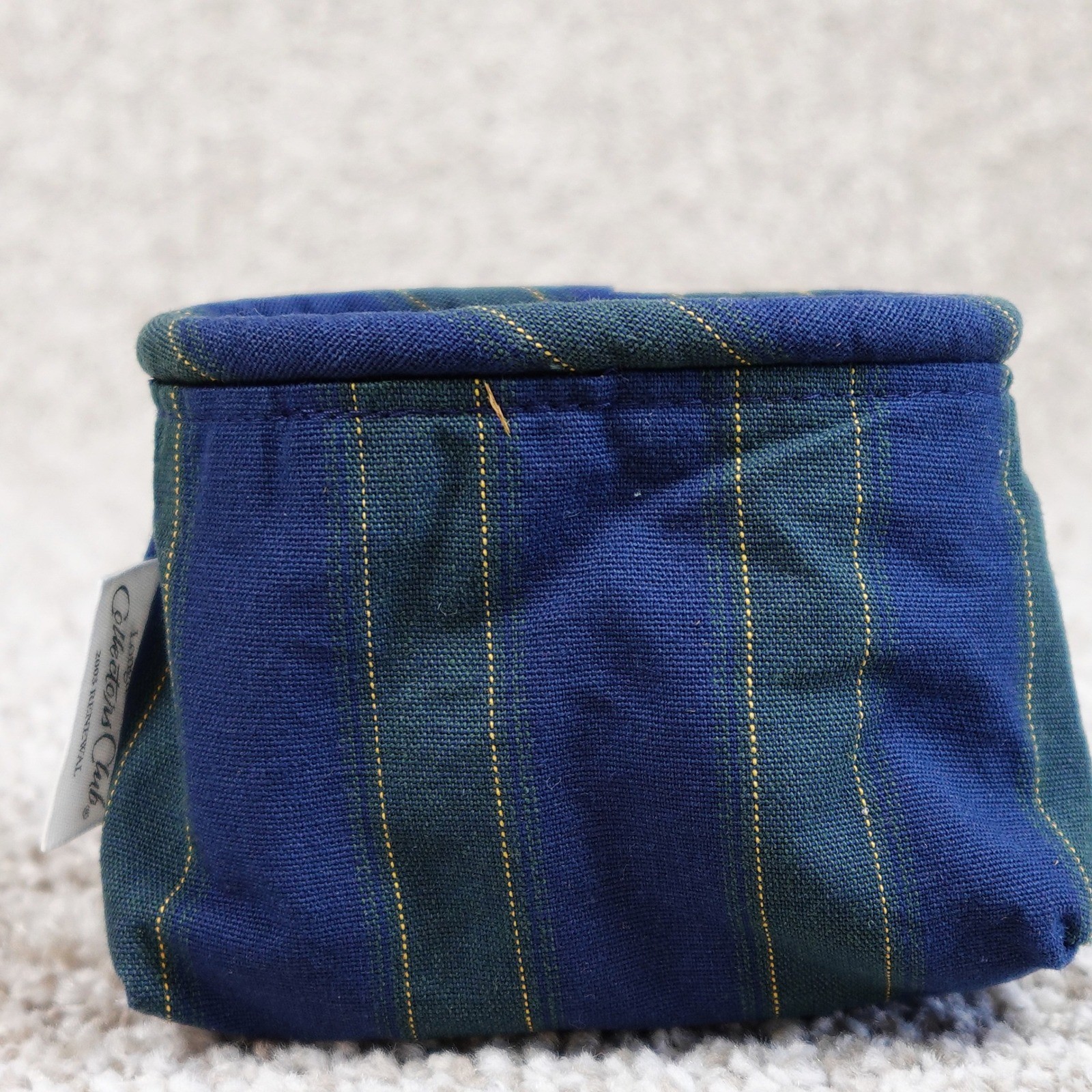 Longaberger 2003 Collectors Club Renewal Basket Liner Blue Green Plaid Stripe