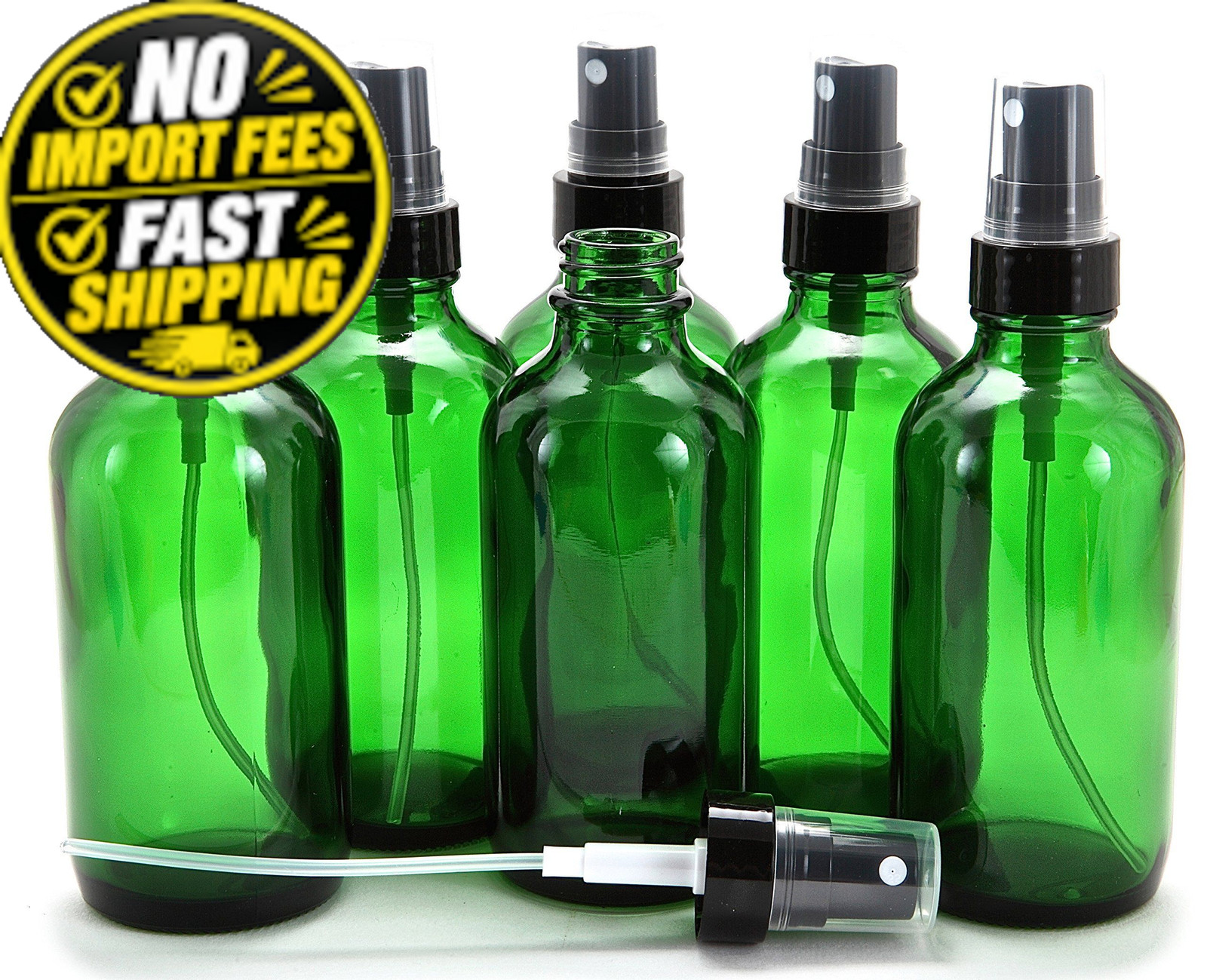 Vivaplex, 6 Glass Bottles with Black Fine Mist Sprayer, 4 oz, Green Vivaplex, 6 Glass Bottles with Black Fine Mist Sprayer, 4 oz, Green
