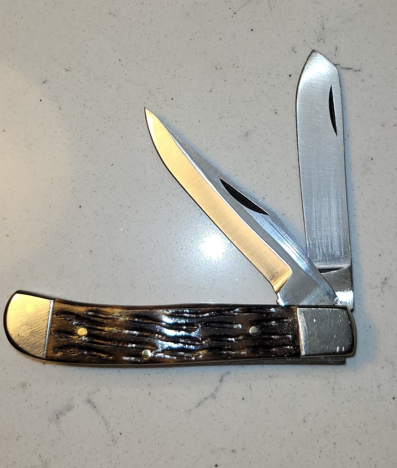 EDC Custom Jigged Hand Fired (Torched) Bone Stag Trapper Pocket Knife New EDC Custom Jigged Hand Fired (Torched) Bone Stag Trapper Pocket Knife New